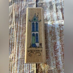 Welcome rubber stamp with house